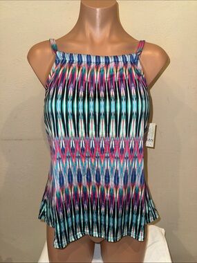 NWT 24th & ocean high neck Tankini top size M